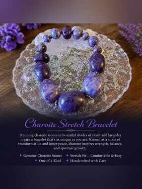 Charoite Stretch Bracelet - Purple Gemstone Bracelet